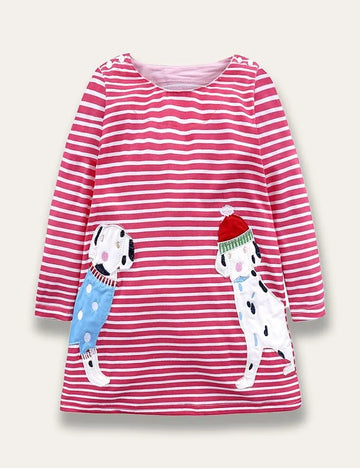 Animal Appliqué Stripe Dress - Mini Taylor